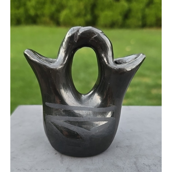 Santa Clara Pottery Matte on Black Wedding Vase P Tafoya 3"h x 3"w Phyllis - Picture 3 of 15